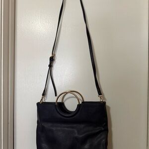 LC Lauren Conrad dark navy Blue Shoulder Bag with Gold Rings